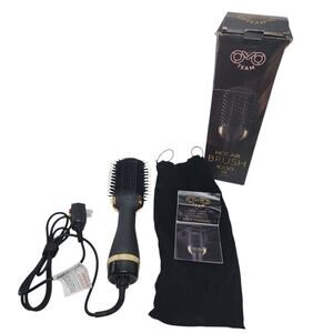 Professional Blowout Hair Dryer Brush, Black Gold Dryer and Volumizer Oval Shape